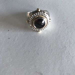 Effy sterling silver 18k gold smoky quartz ring